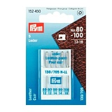 Специальные иглы д/швейных машин с плоской колбой, №80-100, КОЖА, 5шт в пенале на блист. 152450
