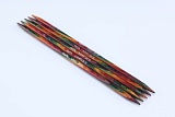Спицы чулочные "Symfonie 2" 6мм/20см, ламинированная береза, многоцветный, KnitPro, 55050