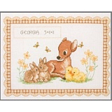 Купить недорого   Набор для вышивания Anchor "Baby Animals Birth Record" 20*26,5см, MEZ Венгрия, ACS23  в интернет магазине Фэмили хобби
