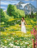 Купить недорого   Канва-страмин Royal Paris с рисунком "La Prairie" 47,5*37см, MEZ Венгрия, 9880132-00203  в интернет магазине Фэмили хобби